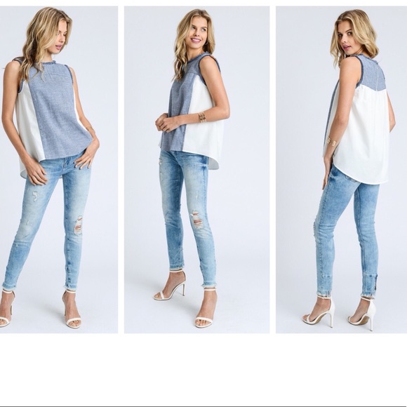 Last 1️⃣ Striped Chambray w/Frayed Edges - Picture 3 of 3